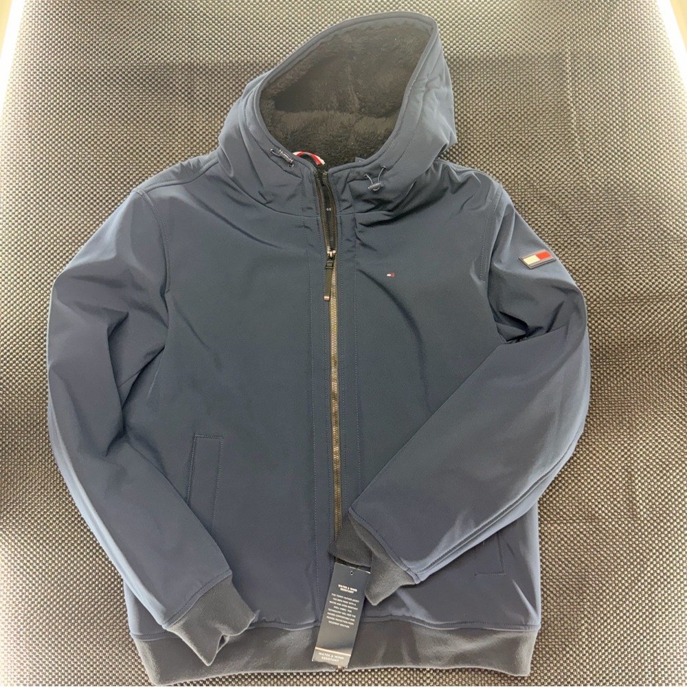Tommy Hilfiger Navy Hooded Bomber Jacket